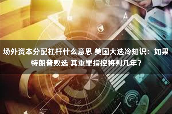场外资本分配杠杆什么意思 美国大选冷知识：如果特朗普败选 其重罪指控将判几年？